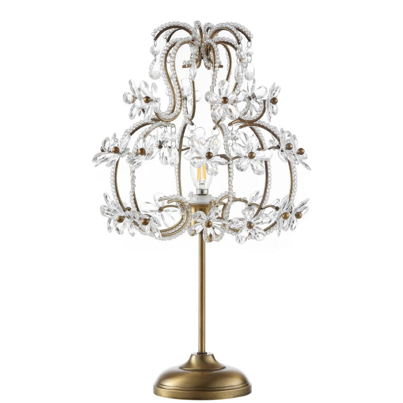 Clara 20.5" Crystal Flower Beaded Girandole Metal/Acrylic LED Table Lamp - JONATHAN Y