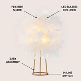 Stork 16" Feather Metal LED Table Lamp - JONATHAN Y