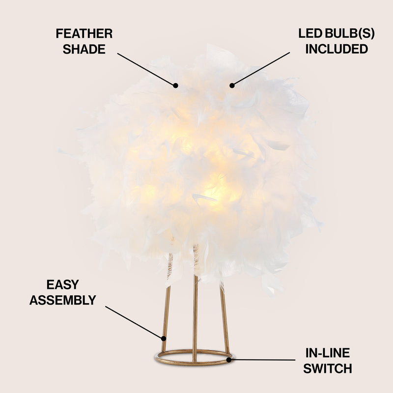 Stork 16" Feather Metal LED Table Lamp - JONATHAN Y