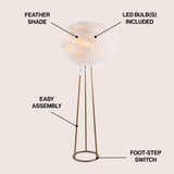 Stork 52" Feather Metal LED Floor Lamp - JONATHAN Y