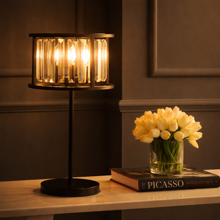 Bevin 21.5" Metal/Crystal LED Table Lamp