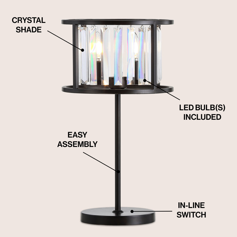 Bevin 21.5" Metal/Crystal LED Table Lamp - JONATHAN Y