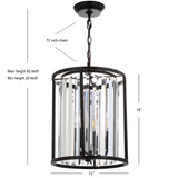Bevin 12" Metal/Crystal LED Pendant - JONATHAN Y