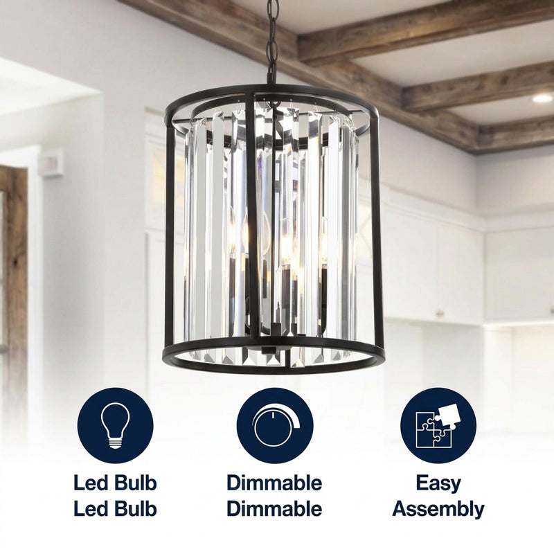 Bevin 12" Metal/Crystal LED Pendant Oil Rubbed Bronze – ICONS