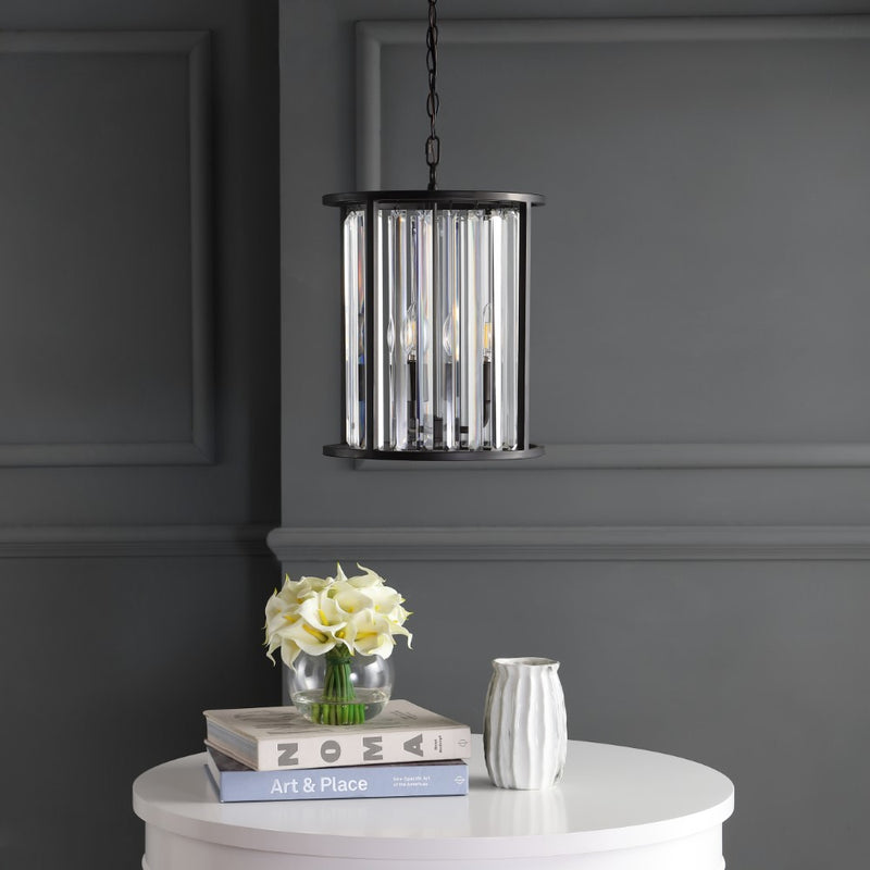 Bevin 12" Metal/Crystal LED Pendant - JONATHAN Y