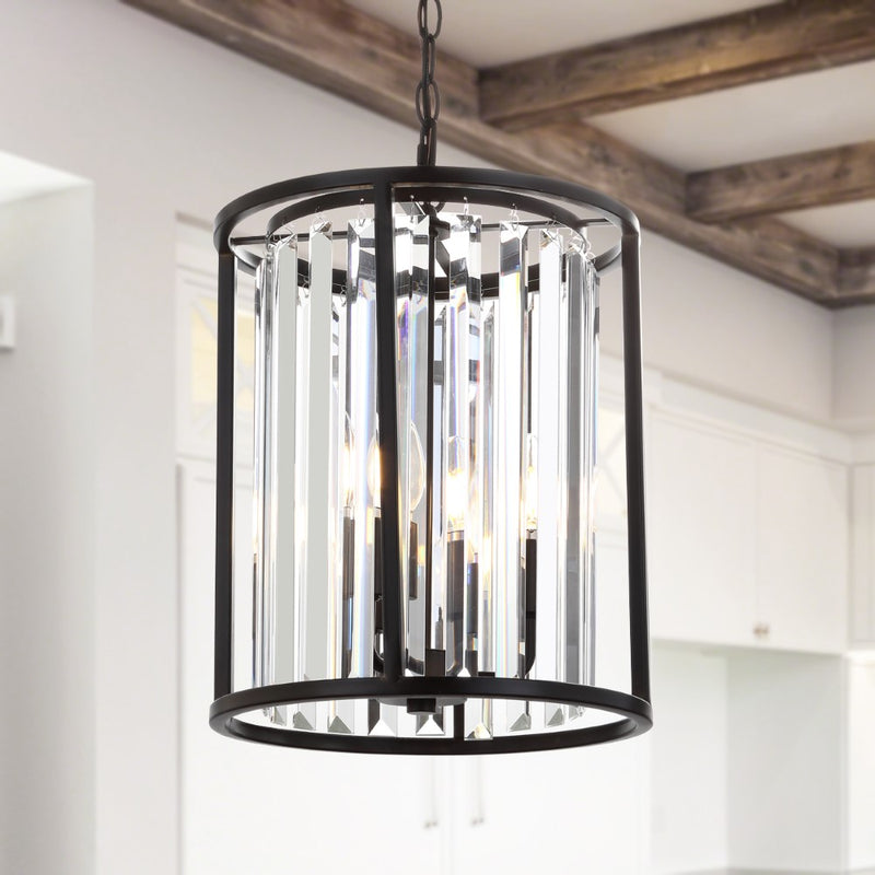 Bevin 12" Metal/Crystal LED Pendant - JONATHAN Y