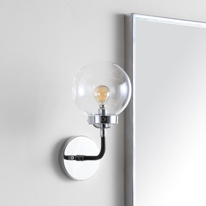 Caleb Brass Vanity Wall Sconce Clear - JONATHAN Y