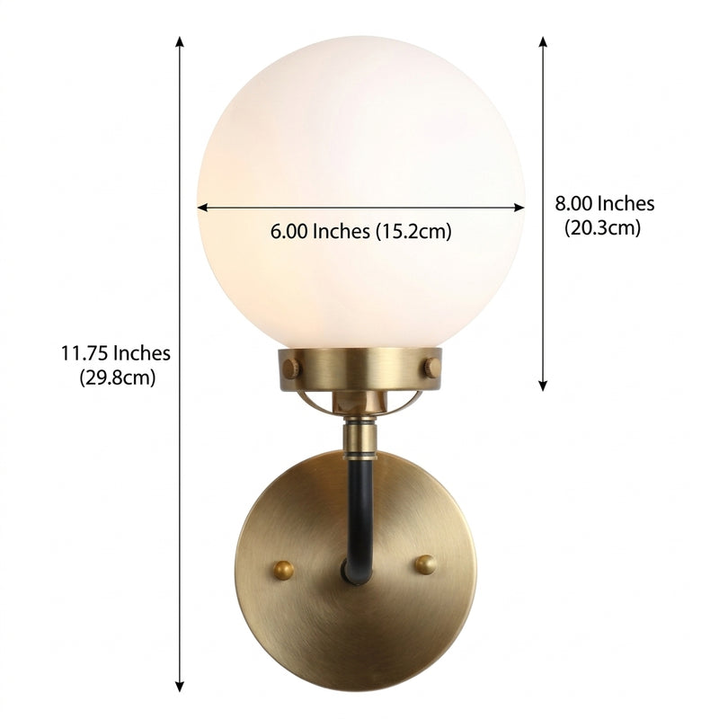 Caleb Brass Vanity Wall Sconce Frosted Brass Gold/Black/White / 1-Light Frosted – DIM