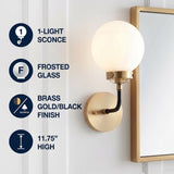 Caleb Brass Vanity Wall Sconce Frosted Brass Gold/Black/White / 1-Light Frosted – ICONS