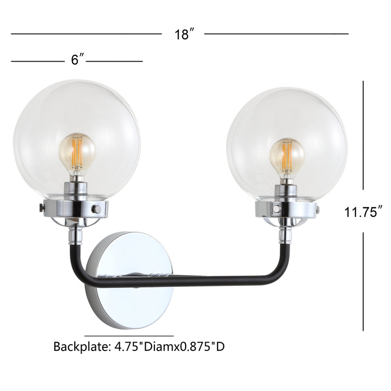 Caleb Brass Vanity Wall Sconce Clear