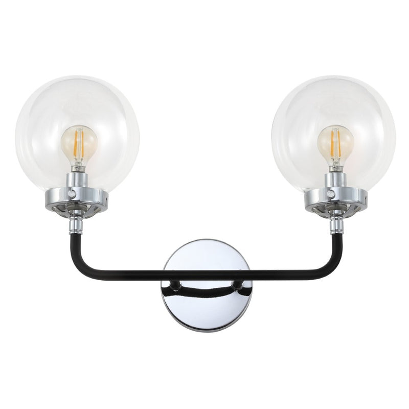 Caleb Brass Vanity Wall Sconce Clear