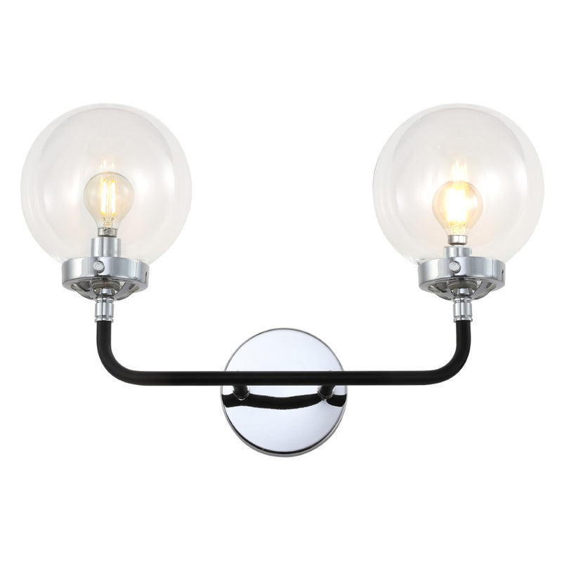 Caleb Brass Vanity Wall Sconce Clear