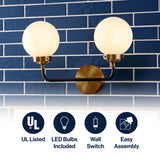 Caleb Brass Vanity Wall Sconce Frosted
