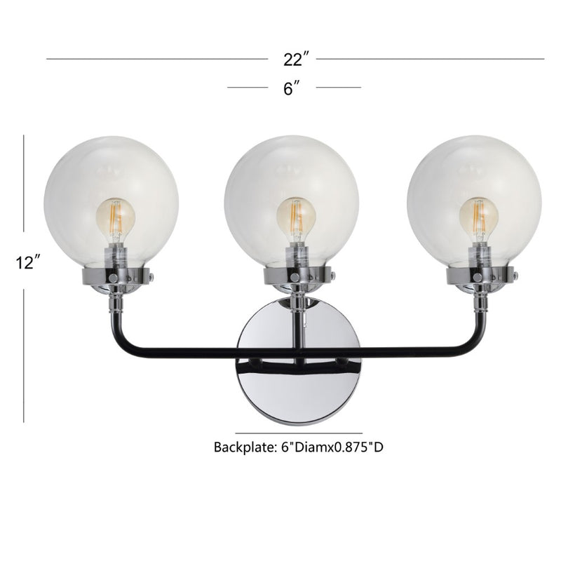 Caleb Brass Vanity Wall Sconce Clear
