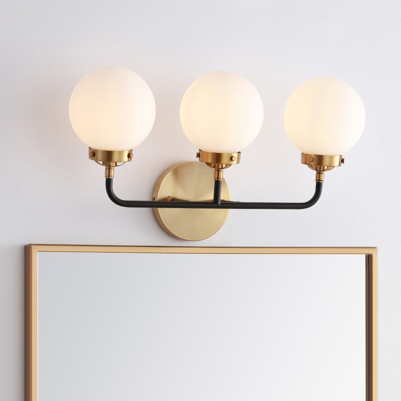 Caleb Brass Vanity Wall Sconce Frosted - JONATHAN Y