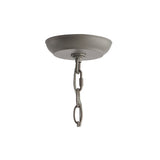 Rustica 27" Adjustable Greige Metal/Wood Bead LED Chandelier - JONATHAN Y