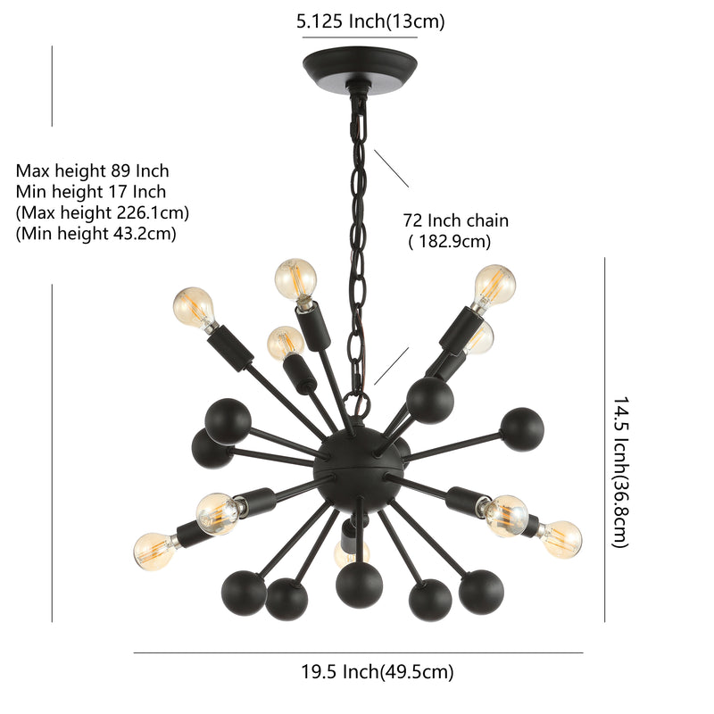 Orbit 19.5" Adjustable Iron Modern Industrial Sputnik LED Chandelier - JONATHAN Y
