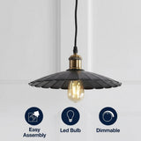 Lotus 12.25" Adjustable Metal LED Pendant Brass Gold/Black – ICONS