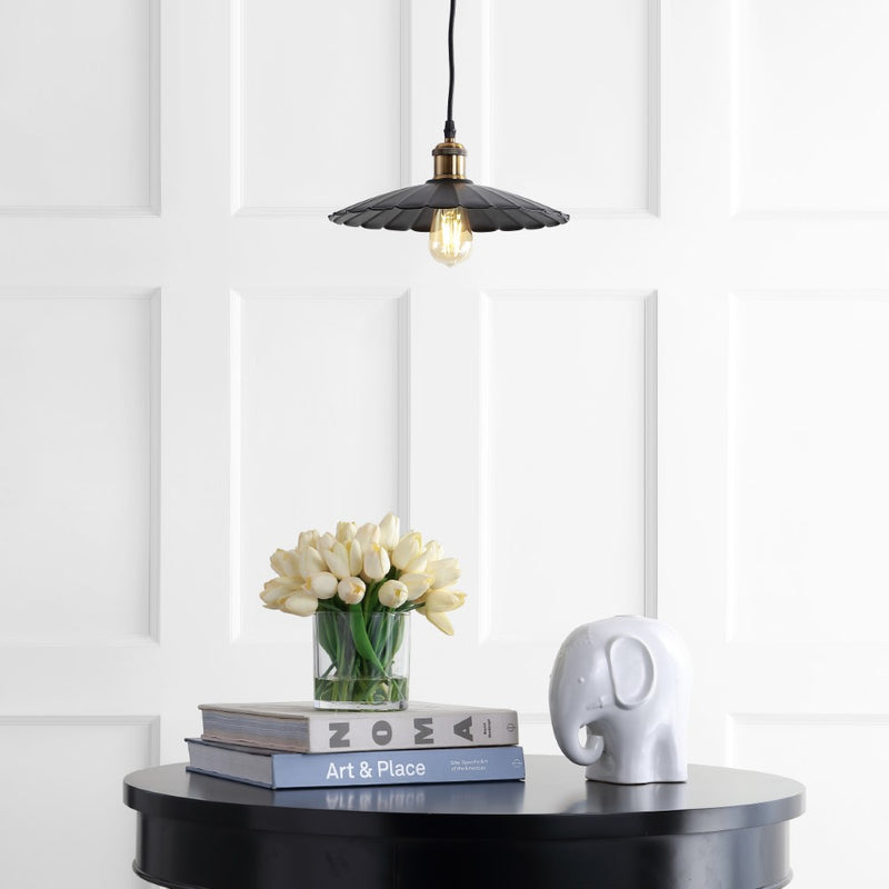 Lotus 12.25" Adjustable Metal LED Pendant - JONATHAN Y