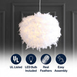 Stork 19" Feather Metal Adjustable LED Pendant White – ICONS