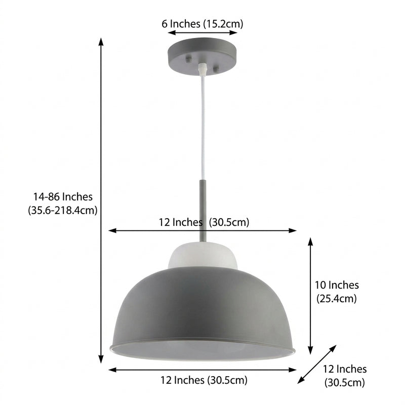 Simon 12" Adjustable Metal/Glass LED Pendant Gray – DIM