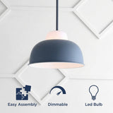 Simon 12" Adjustable Metal/Glass LED Pendant Gray – ICONS