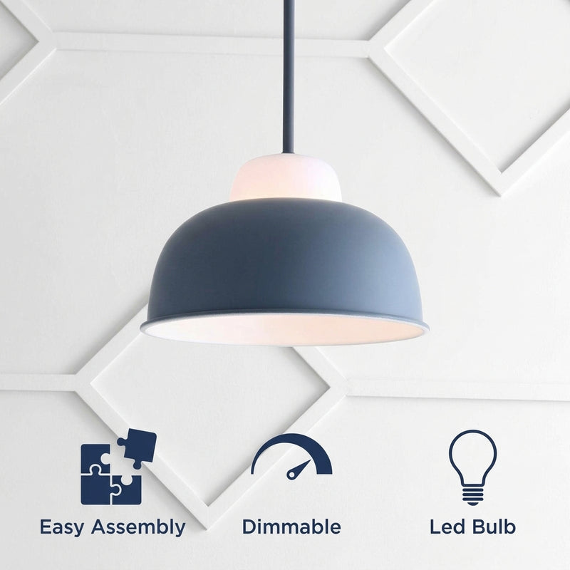 Simon 12" Adjustable Metal/Glass LED Pendant Gray – ICONS