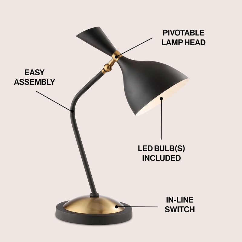 Albert 21.5" Iron Retro Mid Century LED Table Lamp - JONATHAN Y