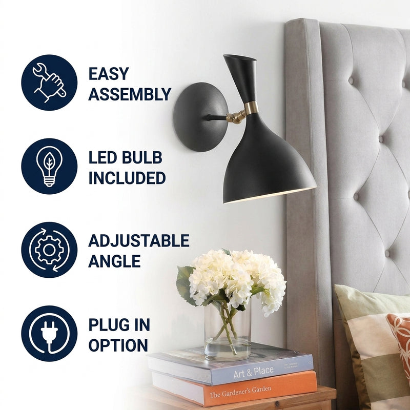 Josef 10" Iron Retro LED Wall Sconce Black – ICONS