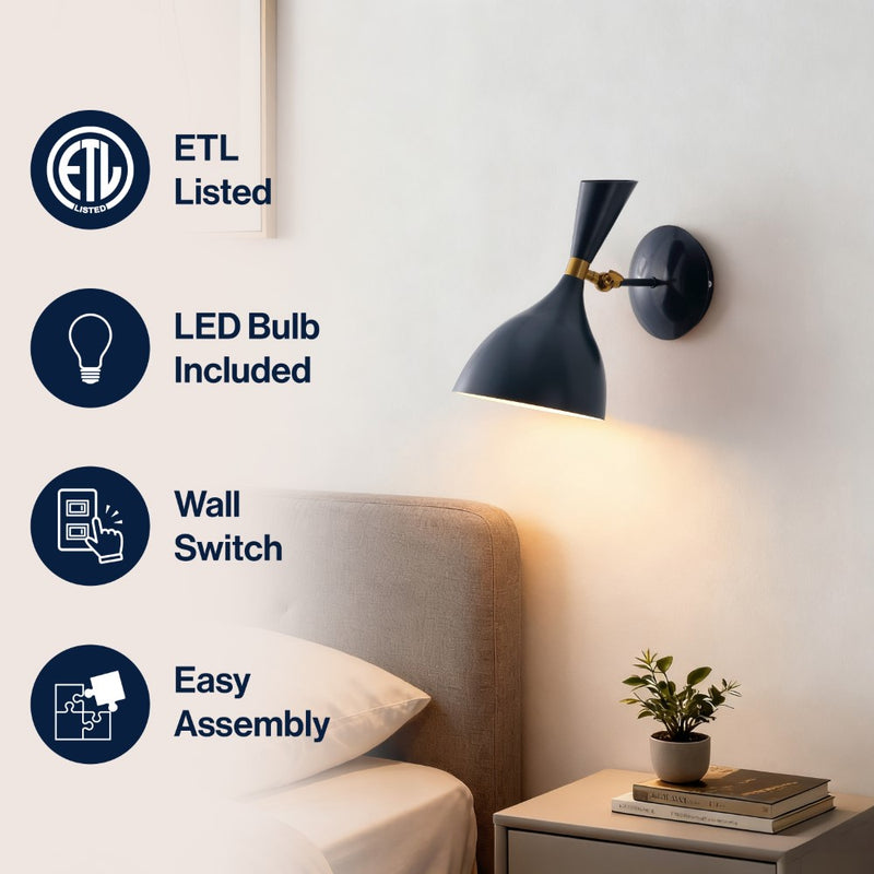 Josef 10" Iron Retro LED Wall Sconce
