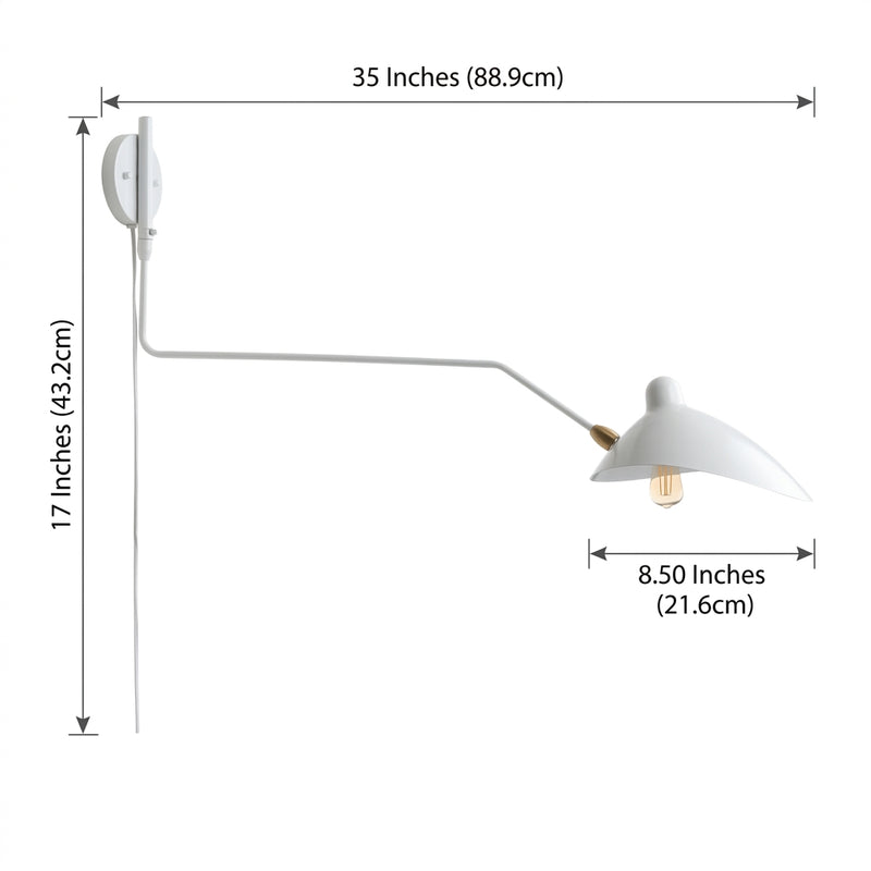 Frank 35" Iron Retro Swing LED Wall Sconce White – DIM