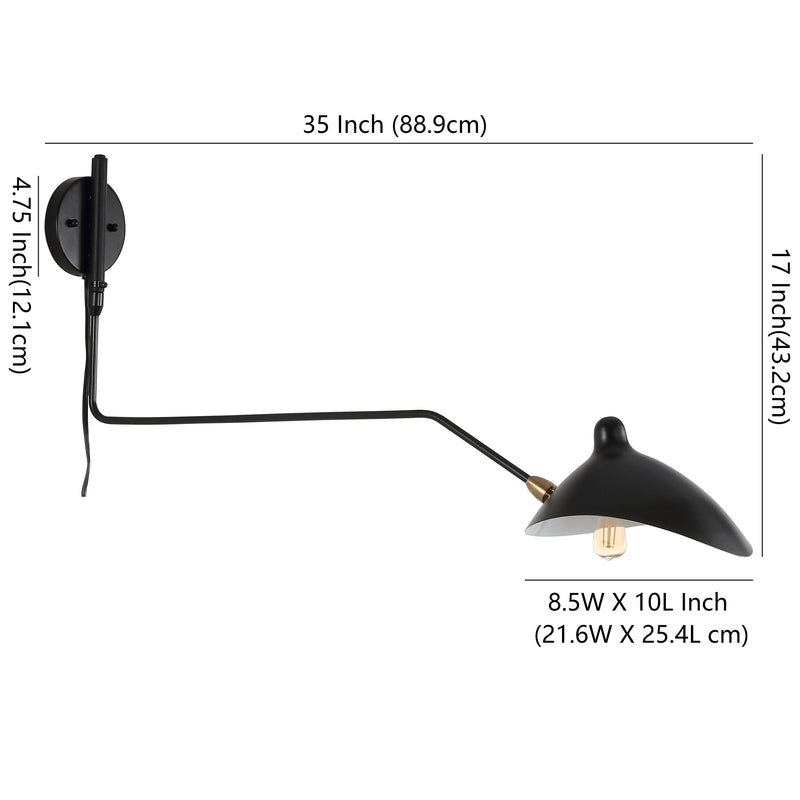 Frank 35" Iron Retro Swing LED Wall Sconce - JONATHAN Y