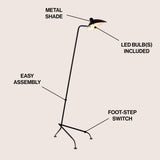 Frank 62" Iron Retro Minimalist LED Floor Lamp - JONATHAN Y