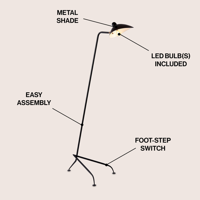 Frank 62" Iron Retro Minimalist LED Floor Lamp - JONATHAN Y