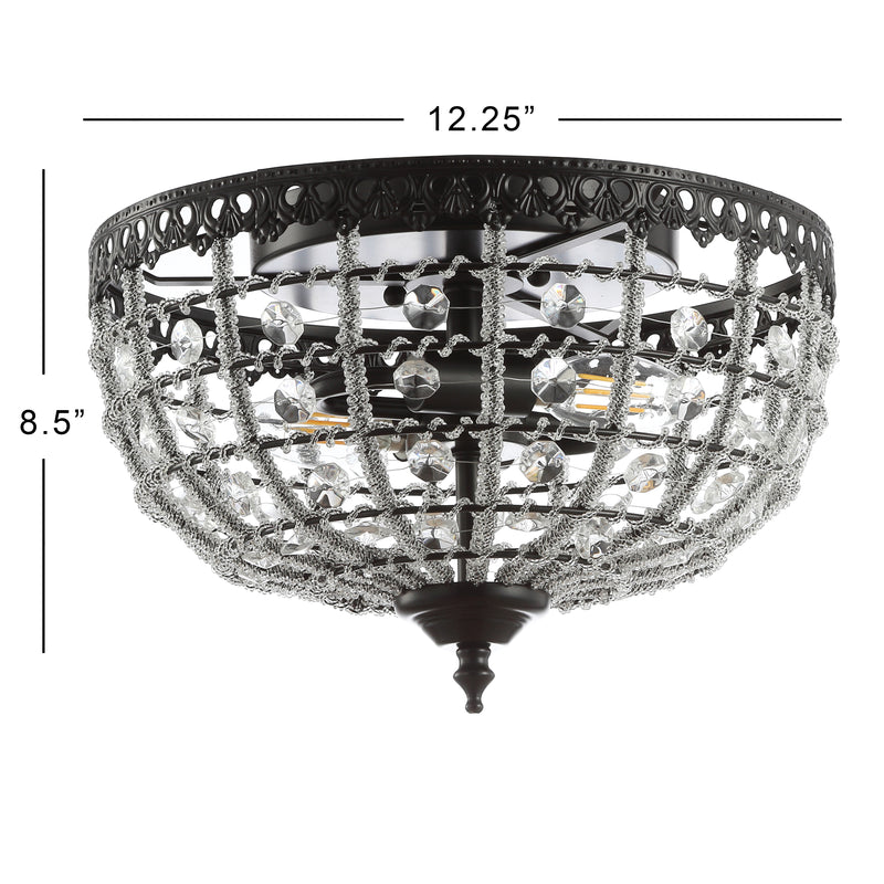 Anita 12.25" Low Ceiling Metal/Acrylic LED Flush Mount - JONATHAN Y
