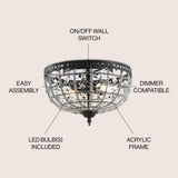 Anita 12.25" Low Ceiling Metal/Acrylic LED Flush Mount - JONATHAN Y