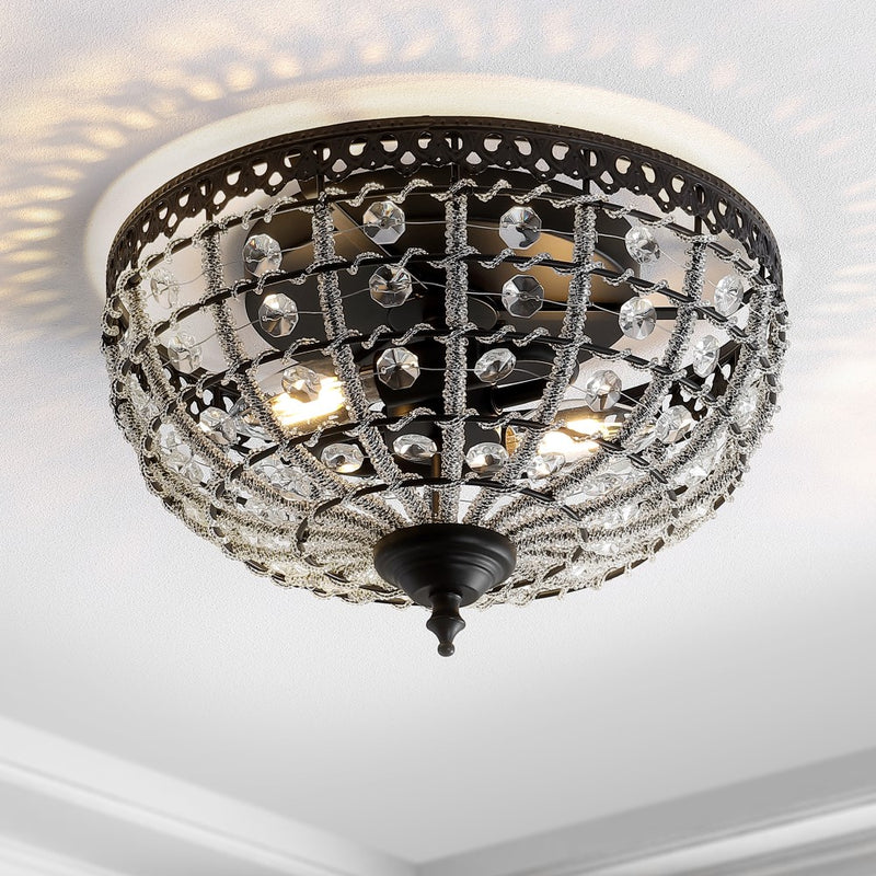 Anita 12.25" Low Ceiling Metal/Acrylic LED Flush Mount - JONATHAN Y
