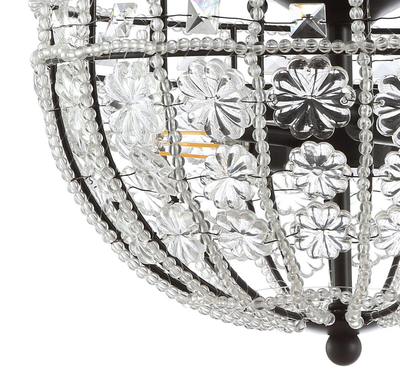 Billie 12" Crystal Flower Metal/Acrylic LED Semi Flush Mount - JONATHAN Y