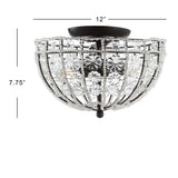 Billie 12" Crystal Flower Metal/Acrylic LED Semi Flush Mount - JONATHAN Y
