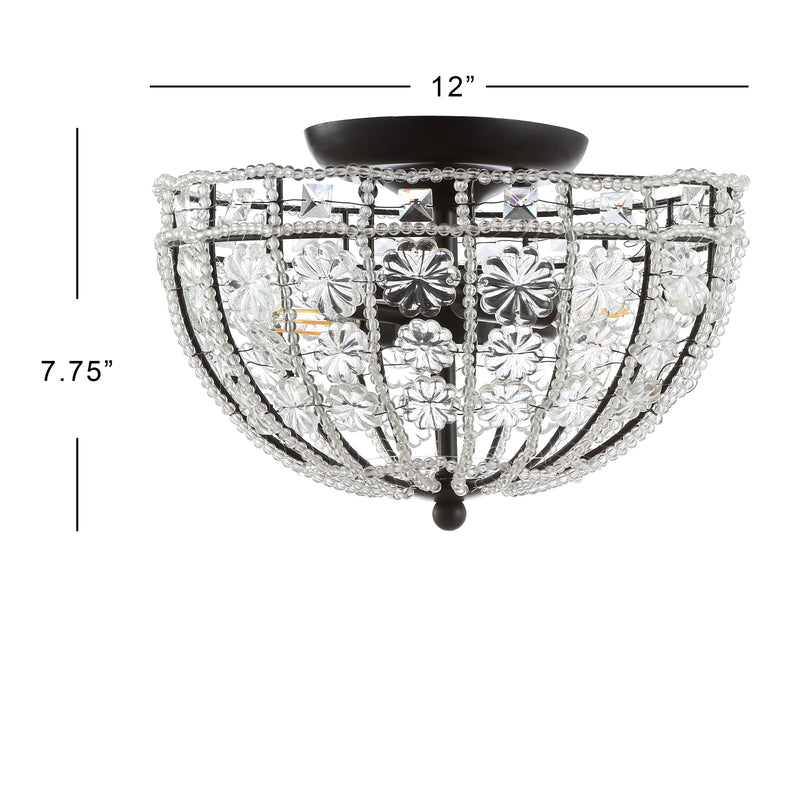 Billie 12" Crystal Flower Metal/Acrylic LED Semi Flush Mount - JONATHAN Y