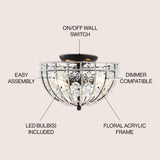 Billie 12" Crystal Flower Metal/Acrylic LED Semi Flush Mount - JONATHAN Y