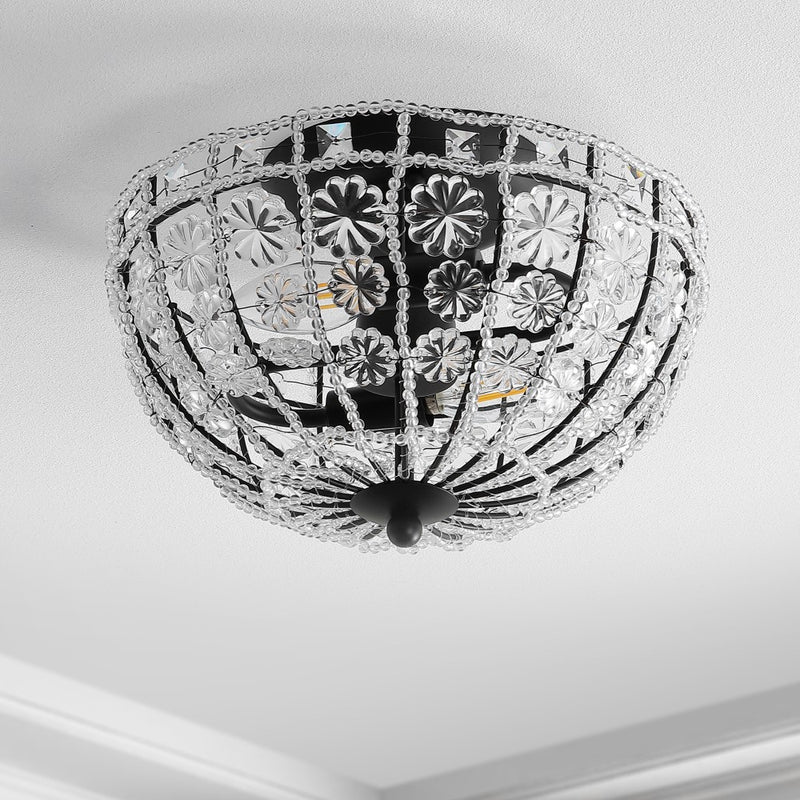 Billie 12" Crystal Flower Metal/Acrylic LED Semi Flush Mount - JONATHAN Y
