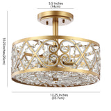 Leila 13.25" Iron/Crystal Modern Glam LED Flush Mount - JONATHAN Y