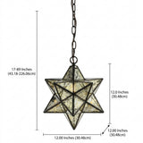 Stellaa 12" Moravian Star Metal/Clear Glass LED Pendant Oil Rubbed Bronze/Mercury Glass – DIM
