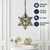 Stellaa 12" Moravian Star Metal/Clear Glass LED Pendant Oil Rubbed Bronze/Mercury Glass – ICONS