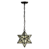 Stellaa 12" Moravian Star Metal/Clear Glass LED Pendant - JONATHAN Y