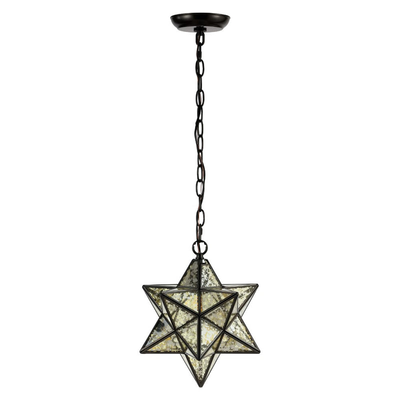 Stellaa 12" Moravian Star Metal/Clear Glass LED Pendant - JONATHAN Y