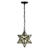 Stellaa 12" Moravian Star Metal/Clear Glass LED Pendant - JONATHAN Y