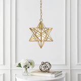 Stellaa 12" Moravian Star Metal/Clear Glass LED Pendant - JONATHAN Y