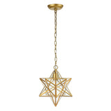 Stellaa 12" Moravian Star Metal/Clear Glass LED Pendant - JONATHAN Y